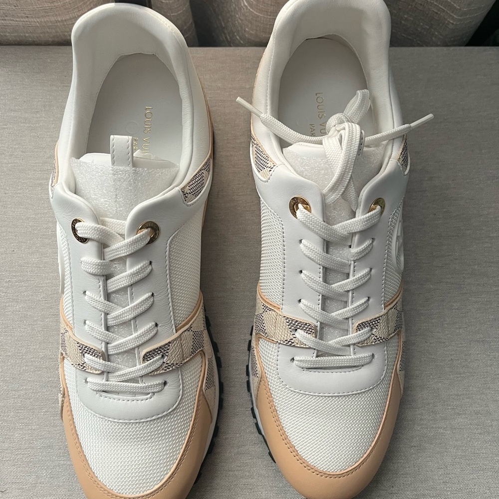Louis Vuitton White and Tan Sneakers
